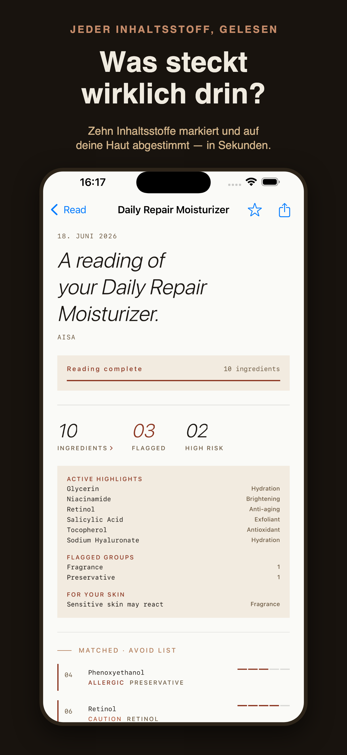 CosmeticLens: Inhaltsstoffe — 1