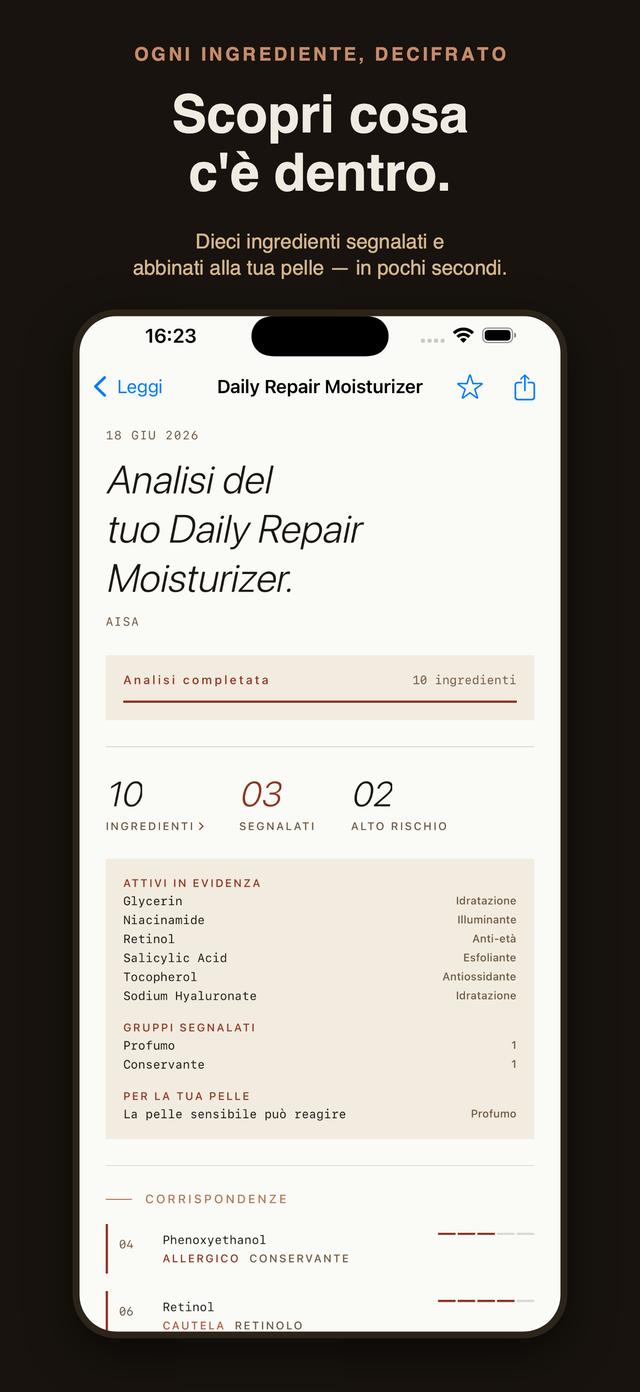 CosmeticLens: ingredienti — 1