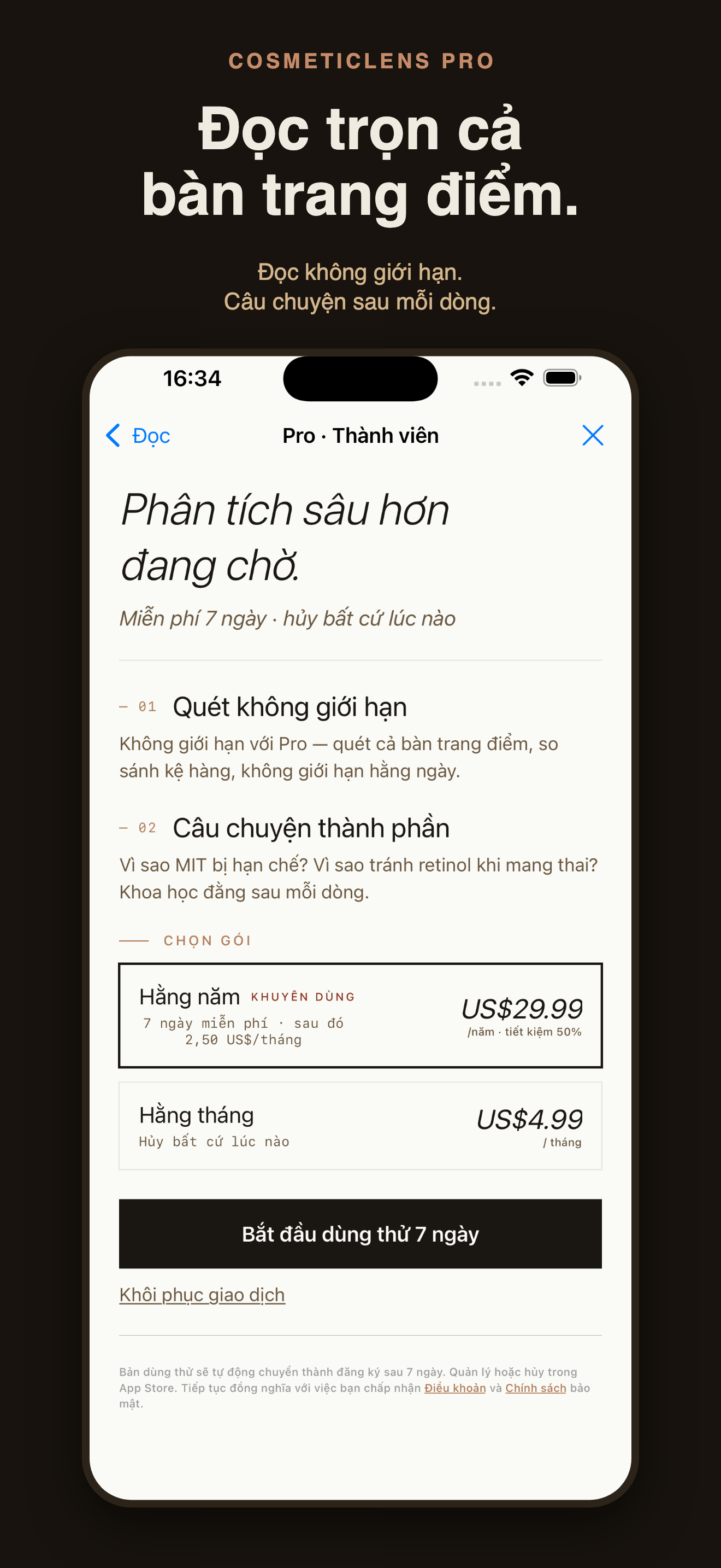 CosmeticLens: Quét thành phần — 4