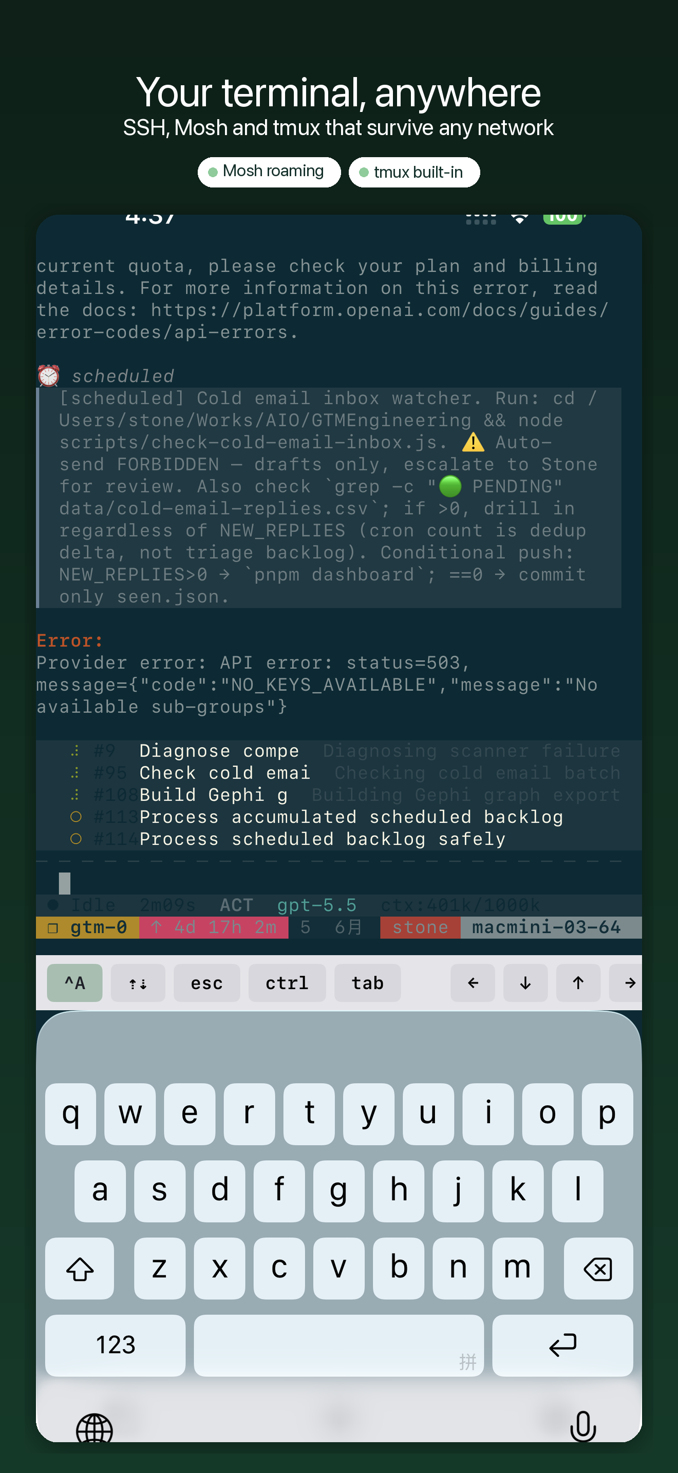 YoloShell: SSH Mosh tmux VNC — 1