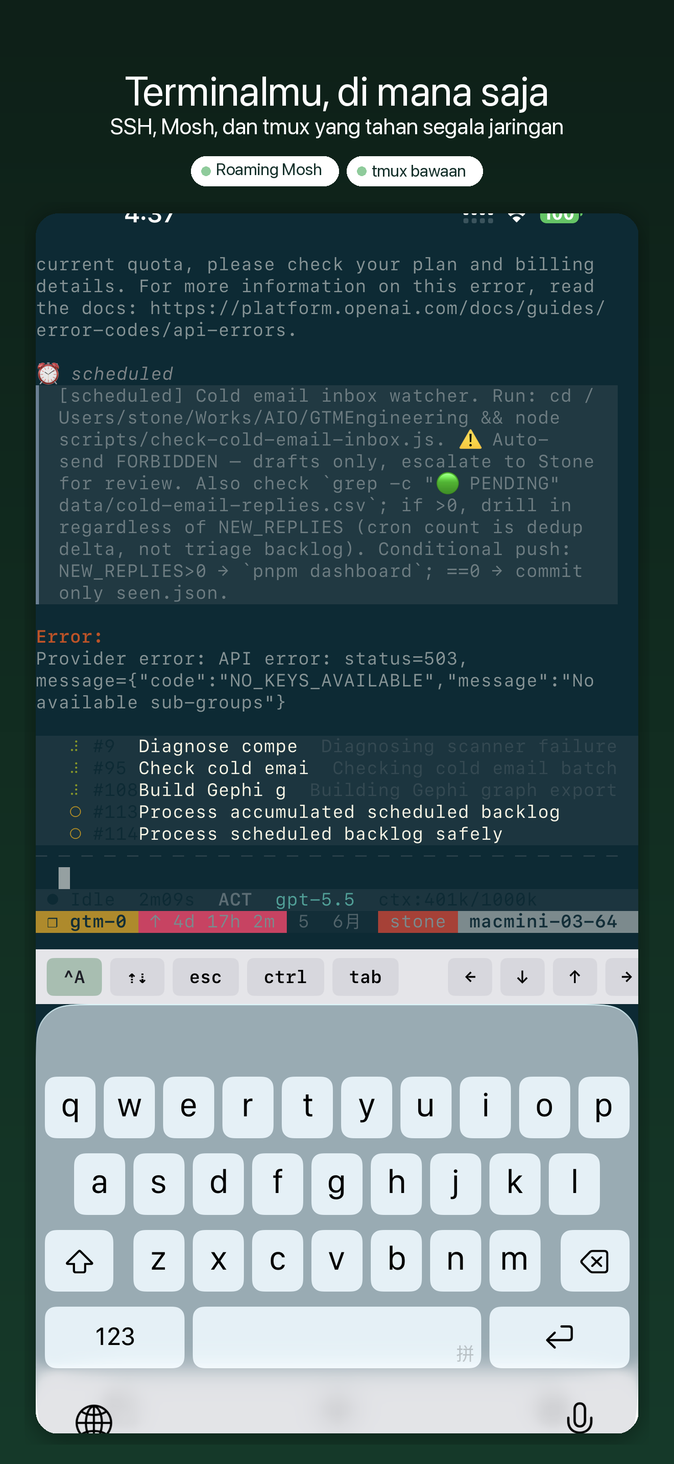 YoloShell: SSH Mosh tmux VNC — 1