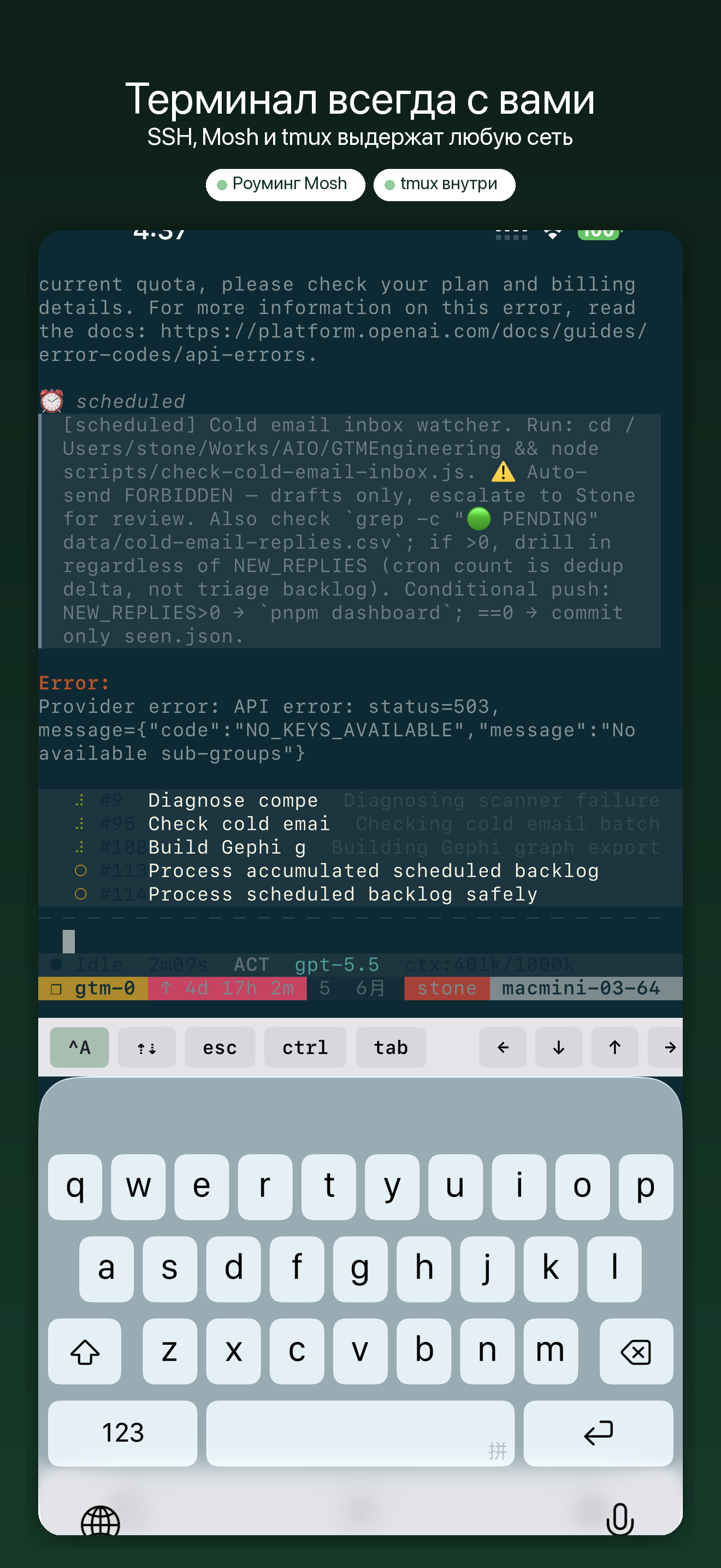 YoloShell: SSH Mosh tmux VNC — 1